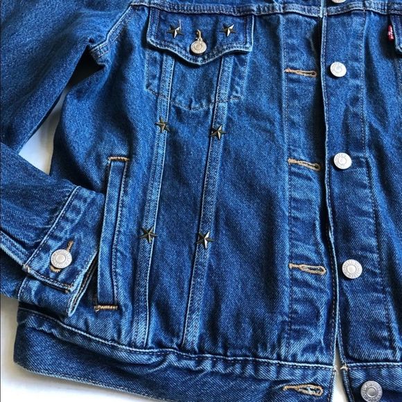 Levi's Original TruckerJean Denim Star Studded Jacket Button Front Classic - Picture 12 of 12